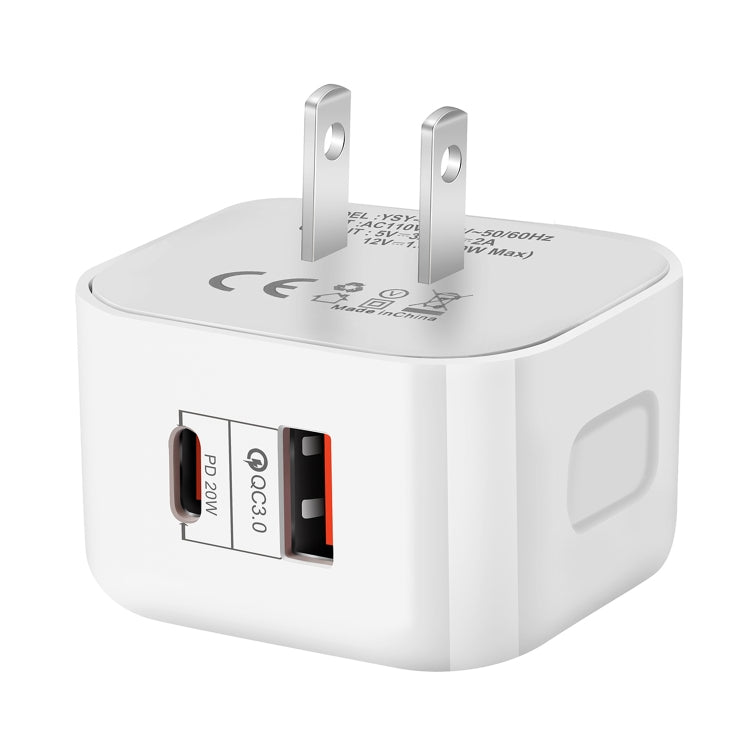 Chargeur de voyage 20W PD + QC 3.0 à double ports, prise US, prise EU, prise UK