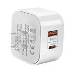 Chargeur de voyage 20W PD + QC 3.0 à double ports, prise US, prise EU, prise UK