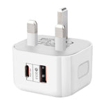 Chargeur de voyage 20W PD + QC 3.0 à double ports, prise US, prise EU, prise UK