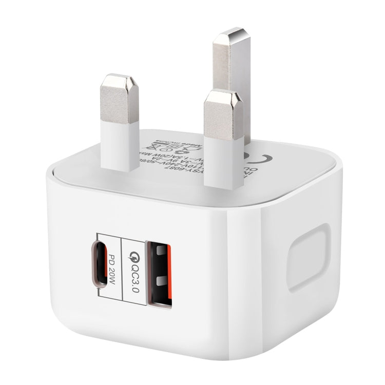 Chargeur de voyage 20W PD + QC 3.0 à double ports, prise US, prise EU, prise UK
