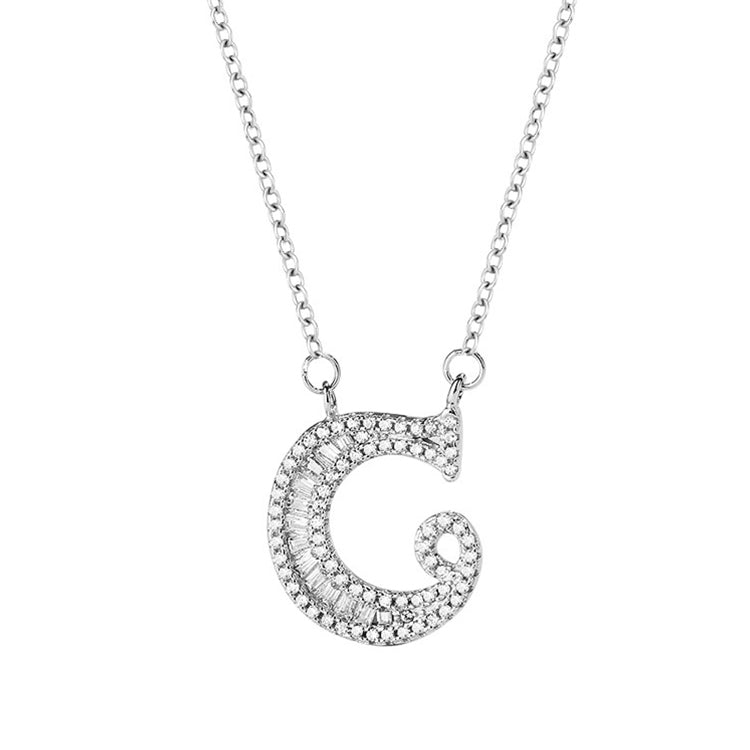 Collier Pendentif Alphabet Anglais en Argent Sterling S925 pour Femmes, C, H, K, M