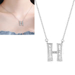 Collier Pendentif Alphabet Anglais en Argent Sterling S925 pour Femmes, C, H, K, M