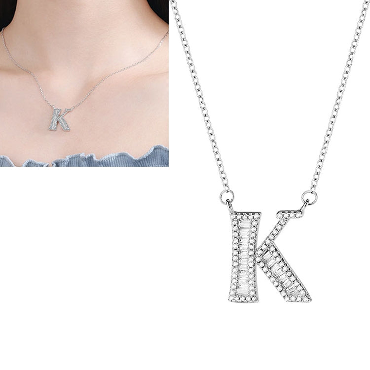Collier Pendentif Alphabet Anglais en Argent Sterling S925 pour Femmes, C, H, K, M