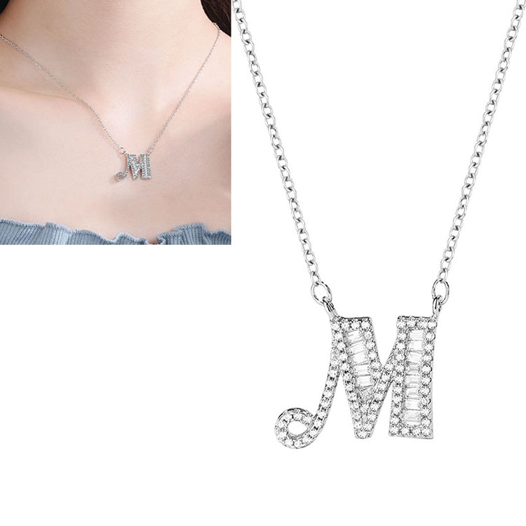 Collier Pendentif Alphabet Anglais en Argent Sterling S925 pour Femmes, C, H, K, M
