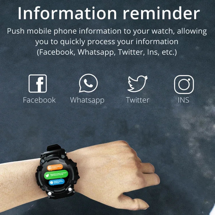 Montre connectée Lokmat ATTACK avec écran LCD TFT 1,28 pouces, prend en charge le moniteur de sommeil / moniteur de fréquence cardiaque / moniteur de pression artérielle, ATTACK