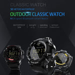 Montre connectée Lokmat MK16 avec écran LCD, étanche jusqu'à 50 m, notifications, déclencheur photo à distance et suivi des mouvements.