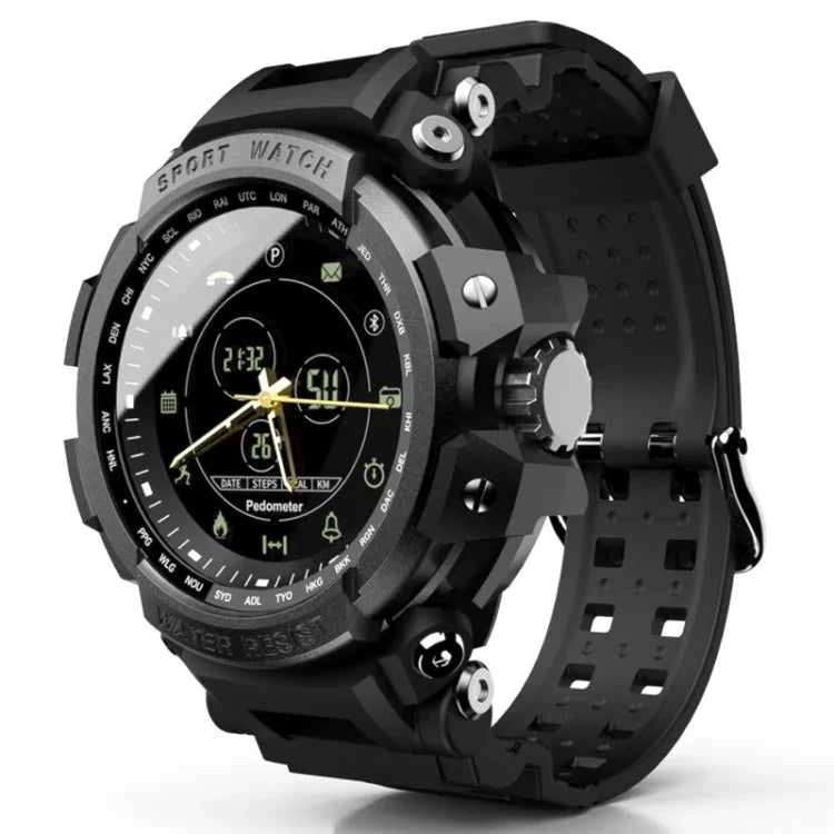 Montre connectée Lokmat MK28 avec écran FSTN de 1,4 pouce, étanche IP68, notifications, déclencheur photo à distance et enregistrement d'activité.