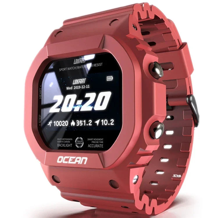 Montre connectée Lokmat OCEAN avec écran tactile TFT 1,14 pouce, étanche IP68, avec notifications, suivi du sommeil et enregistrement des activités sportives.