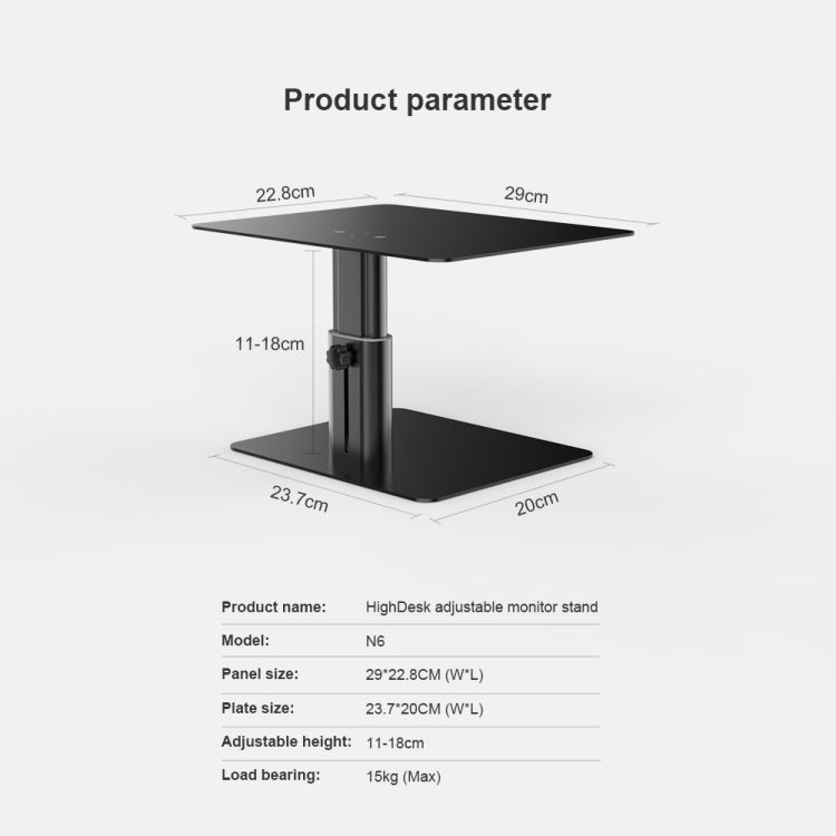 Support d'ordinateur portable et de moniteur réglable NILLKIN N6 Highdesk, EDA0011511, EDA0011511S