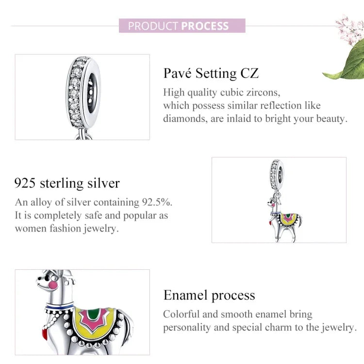 Pendentif mignon Alpaga en argent sterling S925, accessoires de bracelet et collier, mignon Alpaga