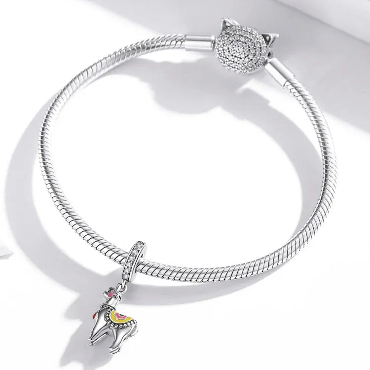 Pendentif mignon Alpaga en argent sterling S925, accessoires de bracelet et collier, mignon Alpaga