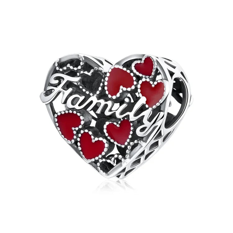 S925 Argent Sterling Perles d'amour Familial Chaud DIY Bracelet Collier Accessoires, Amour Familial Chaud