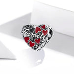 S925 Argent Sterling Perles d'amour Familial Chaud DIY Bracelet Collier Accessoires, Amour Familial Chaud