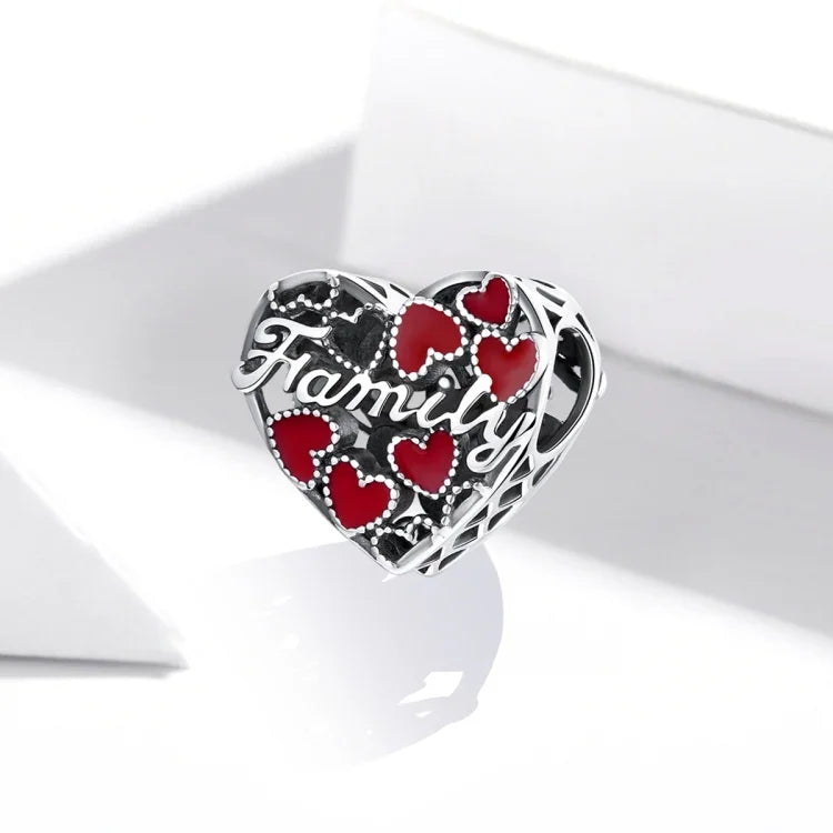 S925 Argent Sterling Perles d'amour Familial Chaud DIY Bracelet Collier Accessoires, Amour Familial Chaud