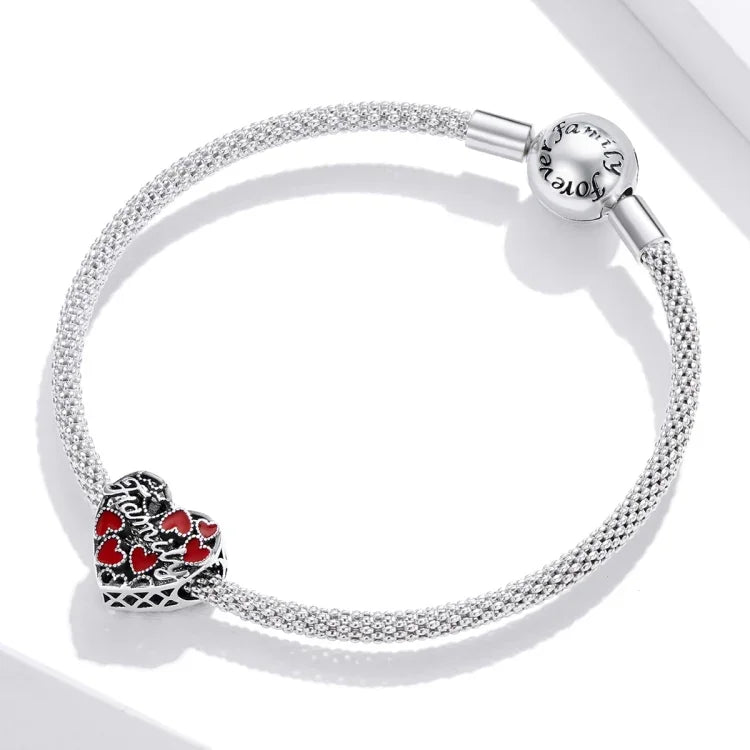 S925 Argent Sterling Perles d'amour Familial Chaud DIY Bracelet Collier Accessoires, Amour Familial Chaud