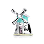 Breloques Moulins à vent Hollandais en Argent Sterling S925 pour Bracelet Collier DIY, Moulins à vent Hollandais