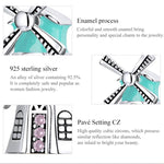 Breloques Moulins à vent Hollandais en Argent Sterling S925 pour Bracelet Collier DIY, Moulins à vent Hollandais