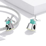 Breloques Moulins à vent Hollandais en Argent Sterling S925 pour Bracelet Collier DIY, Moulins à vent Hollandais
