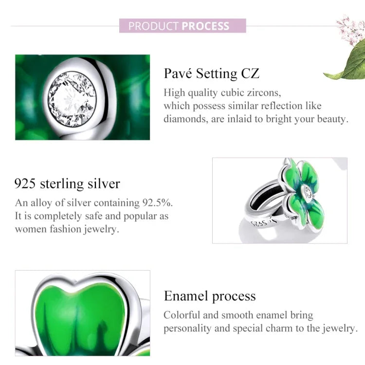 Accessoires de collier bracelet DIY en argent sterling S925, Trèfle chanceux