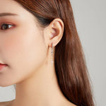 Boucles d'oreilles pendantes en argent sterling S925 avec croix brillante pour femme, Longue pampille brillante en forme de croix