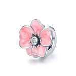 S925 Argent Sterling Perles Fleurs Roses DIY Bracelet Collier Accessoires, Fleur Rose