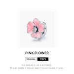 S925 Argent Sterling Perles Fleurs Roses DIY Bracelet Collier Accessoires, Fleur Rose
