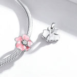 S925 Argent Sterling Perles Fleurs Roses DIY Bracelet Collier Accessoires, Fleur Rose