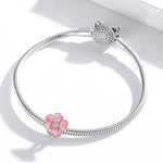 S925 Argent Sterling Perles Fleurs Roses DIY Bracelet Collier Accessoires, Fleur Rose