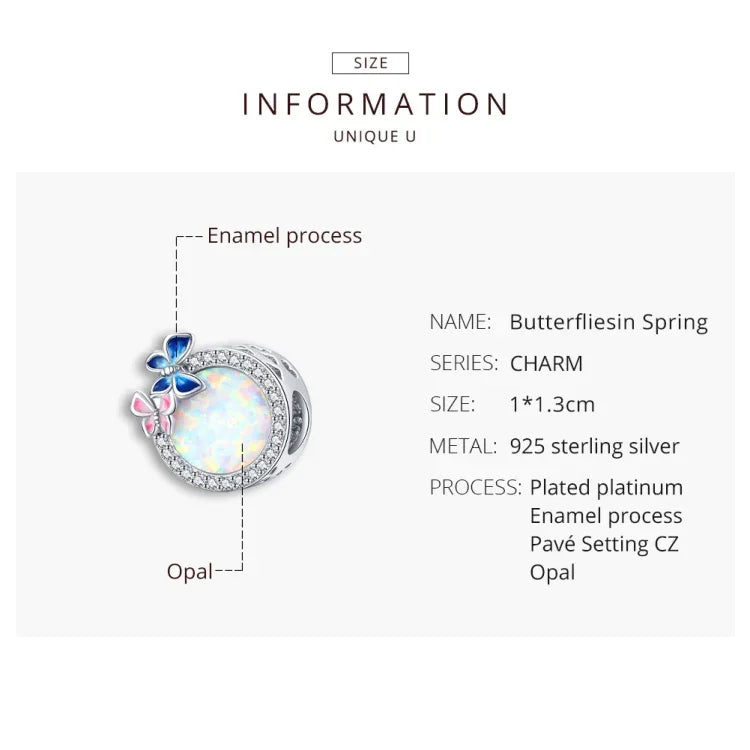 Perles à ressort papillon en argent sterling S925, accessoires de collier bracelet DIY, ressort papillon