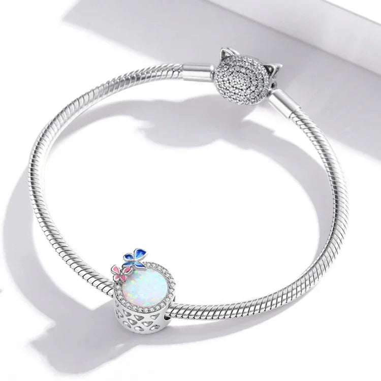 Perles à ressort papillon en argent sterling S925, accessoires de collier bracelet DIY, ressort papillon