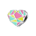 S925 Argent Sterling Cœur Géométrie Perles Bricolage Bracelet Collier Accessoires, Cœur Géométrie