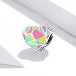 S925 Argent Sterling Cœur Géométrie Perles Bricolage Bracelet Collier Accessoires, Cœur Géométrie