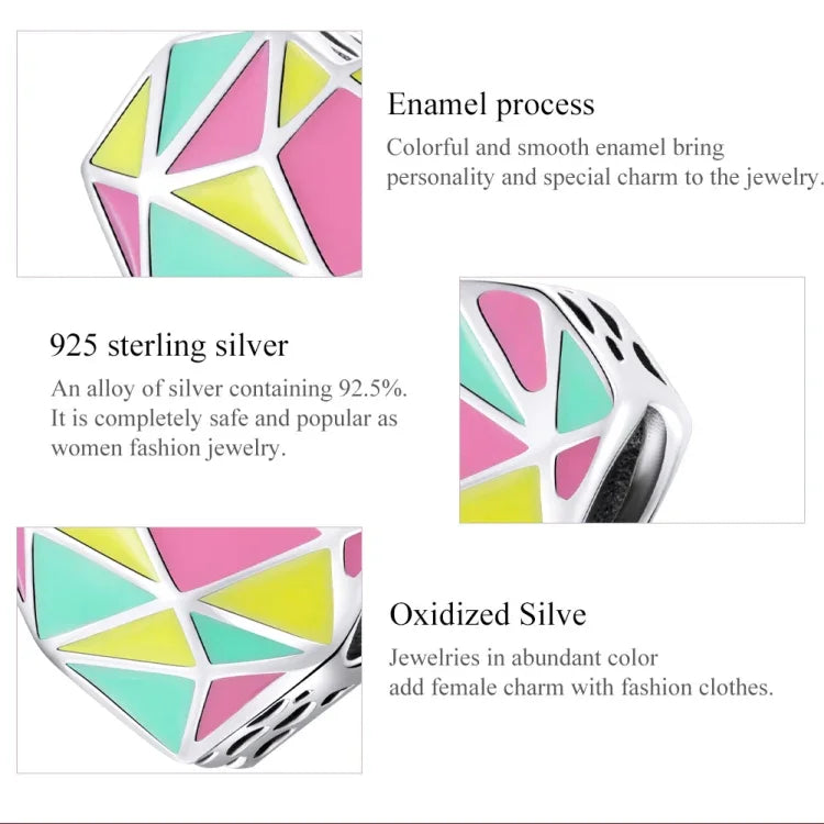 S925 Argent Sterling Cœur Géométrie Perles Bricolage Bracelet Collier Accessoires, Cœur Géométrie