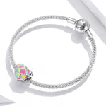 S925 Argent Sterling Cœur Géométrie Perles Bricolage Bracelet Collier Accessoires, Cœur Géométrie