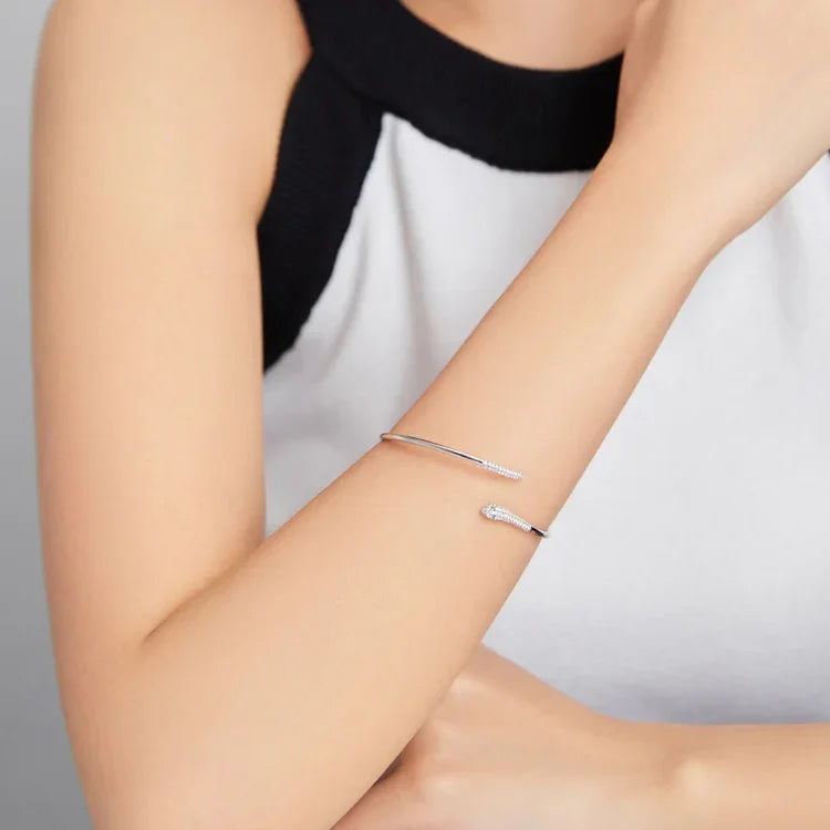 Bracelet ouvert serpent en argent sterling S925, bijoux pour femmes, serpent