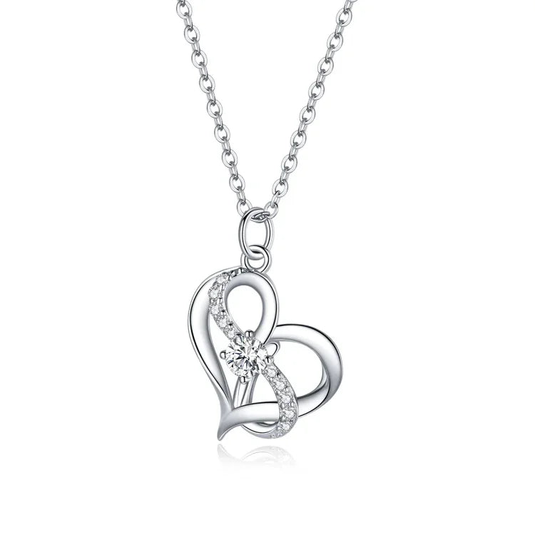 Collier en argent sterling S925 pour femme, Cœur à Cœur