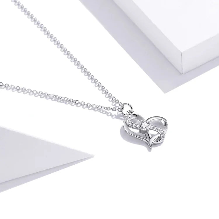 Collier en argent sterling S925 pour femme, Cœur à Cœur