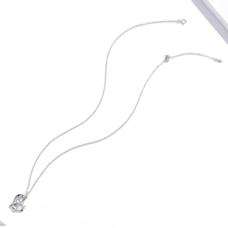 Collier en argent sterling S925 pour femme, Cœur à Cœur