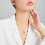 Collier en argent sterling S925 pour femme, Cœur à Cœur