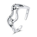 Bague Ouverte Femme Étoiles Galaxie en Argent Sterling S925, Étoiles Galaxie