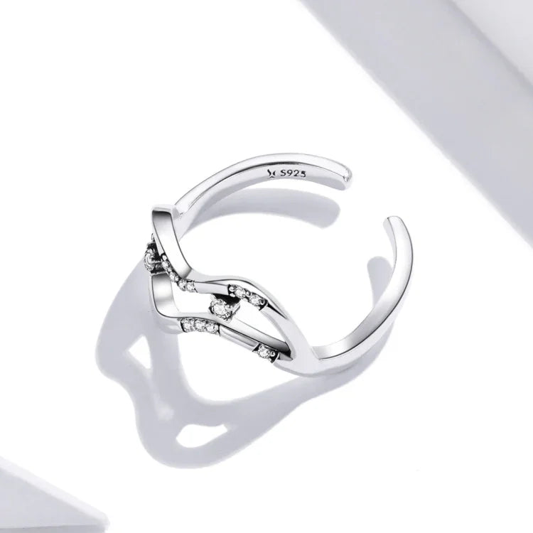 Bague Ouverte Femme Étoiles Galaxie en Argent Sterling S925, Étoiles Galaxie