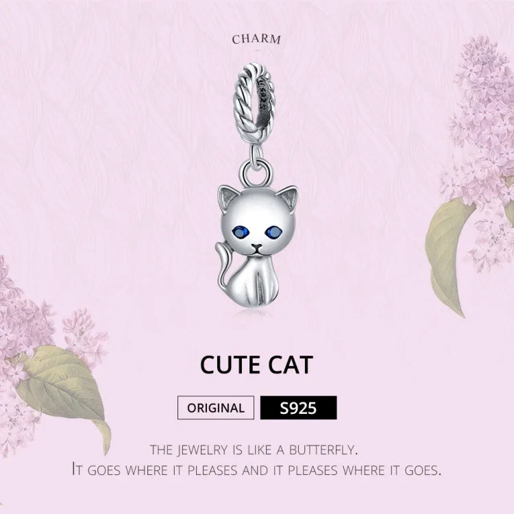Pendentif chat mignon en argent sterling S925 pour bracelet ou collier, Chat
