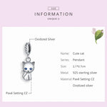 Pendentif chat mignon en argent sterling S925 pour bracelet ou collier, Chat