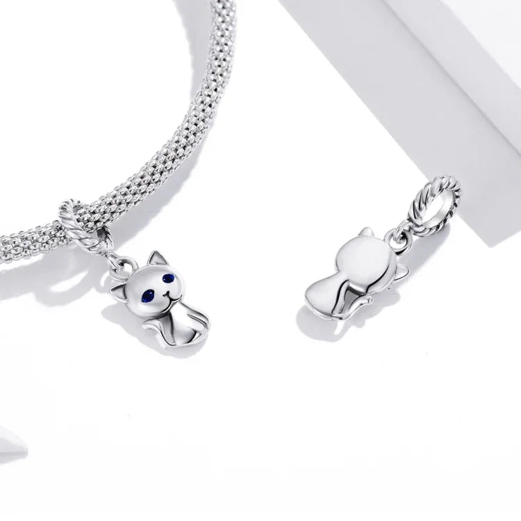 Pendentif chat mignon en argent sterling S925 pour bracelet ou collier, Chat