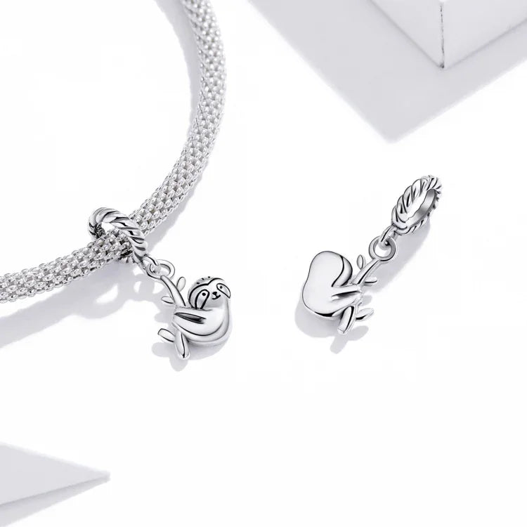 Pendentif paresseux mignon en argent sterling S925, accessoires de bracelet et de collier à faire soi-même, petit paresseux