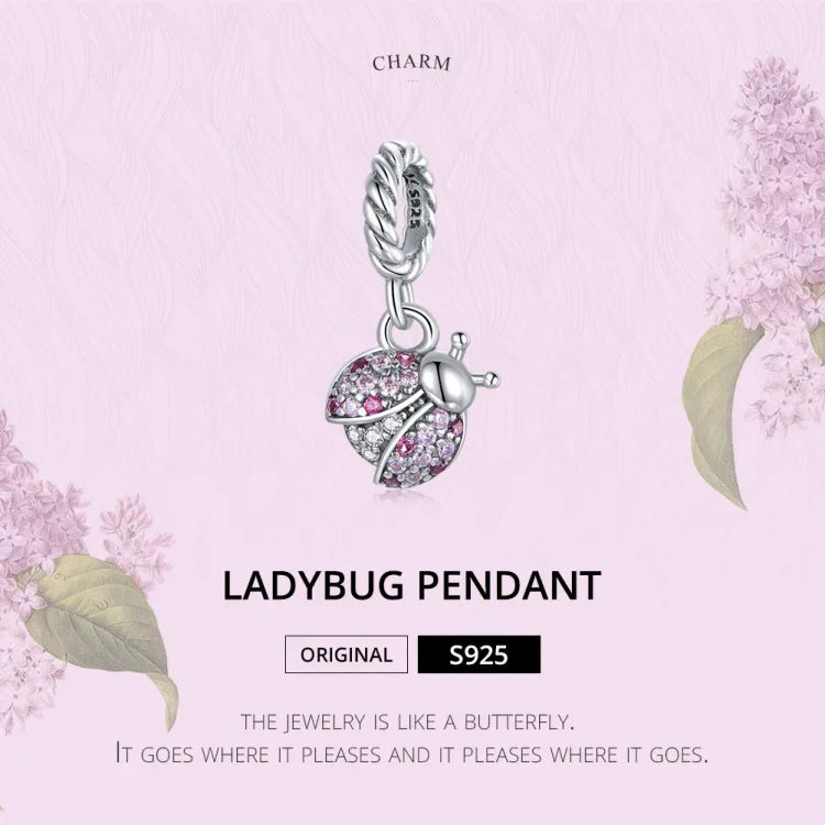 Pendentif Coccinelle en Argent Sterling S925 Accessoires de Bracelet et Collier DIY, Coccinelle