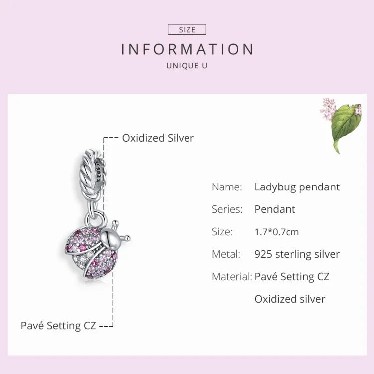 Pendentif Coccinelle en Argent Sterling S925 Accessoires de Bracelet et Collier DIY, Coccinelle