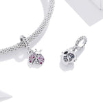 Pendentif Coccinelle en Argent Sterling S925 Accessoires de Bracelet et Collier DIY, Coccinelle