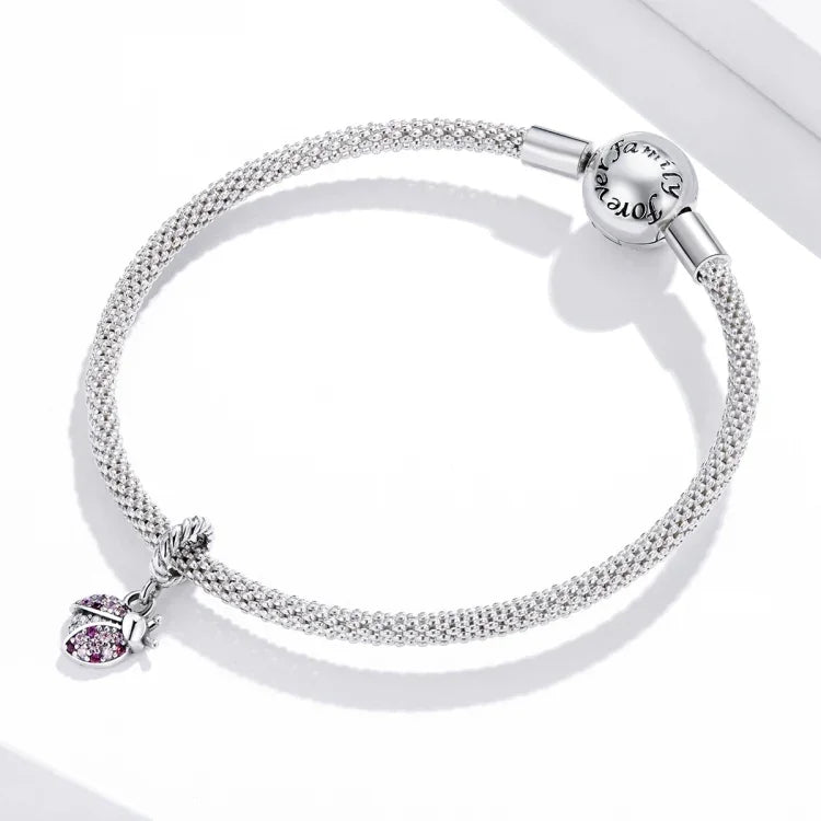 Pendentif Coccinelle en Argent Sterling S925 Accessoires de Bracelet et Collier DIY, Coccinelle
