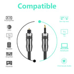 Câble audio optique numérique EMK OD1.0mm Toslink 3,5mm vers Mini Toslink, 1m, 1,5m, 2m, 3m, 5m